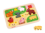 Janod Farm Chunky Puzzle - 7 Easy-Grip Wooden Animal Pieces