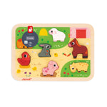 Janod Farm Chunky Puzzle - 7 Easy-Grip Wooden Animal Pieces