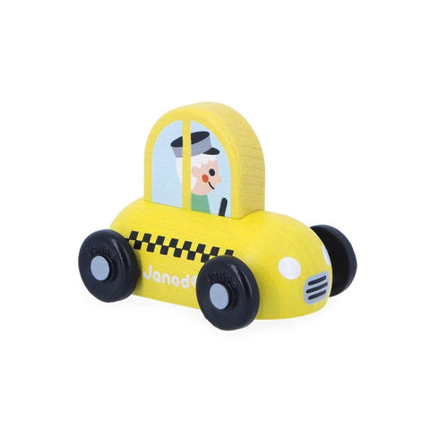 Janod Cross Roads Mini Vehicle - Pull-Back Wooden Surprise