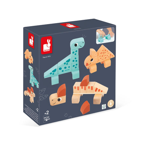 Janod Dino Stacking Blocks - 31 Pieces Build 3 Dinosaurs