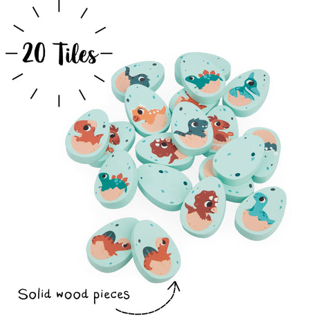 Janod Dino Memory Game - 20 Wooden Eggs with Dino Pairs