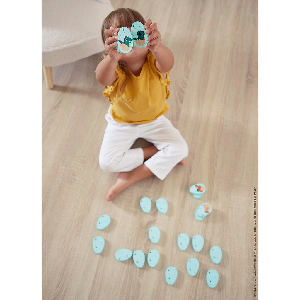 Janod Dino Memory Game - 20 Wooden Eggs with Dino Pairs