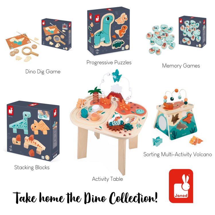 Janod Dino Memory Game - 20 Wooden Eggs with Dino Pairs