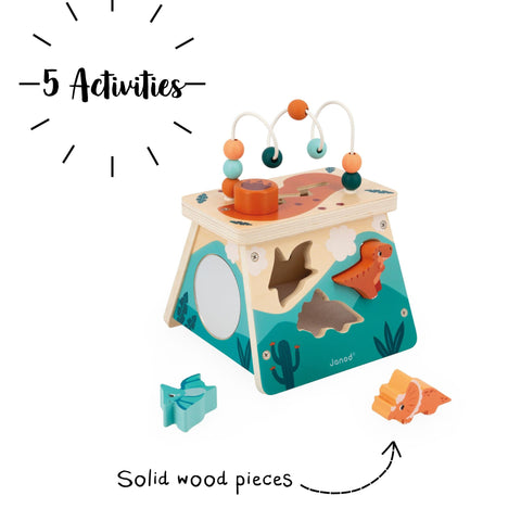 Janod Dino Shape Sorter - 5-in-1 Wooden Activity Volcano