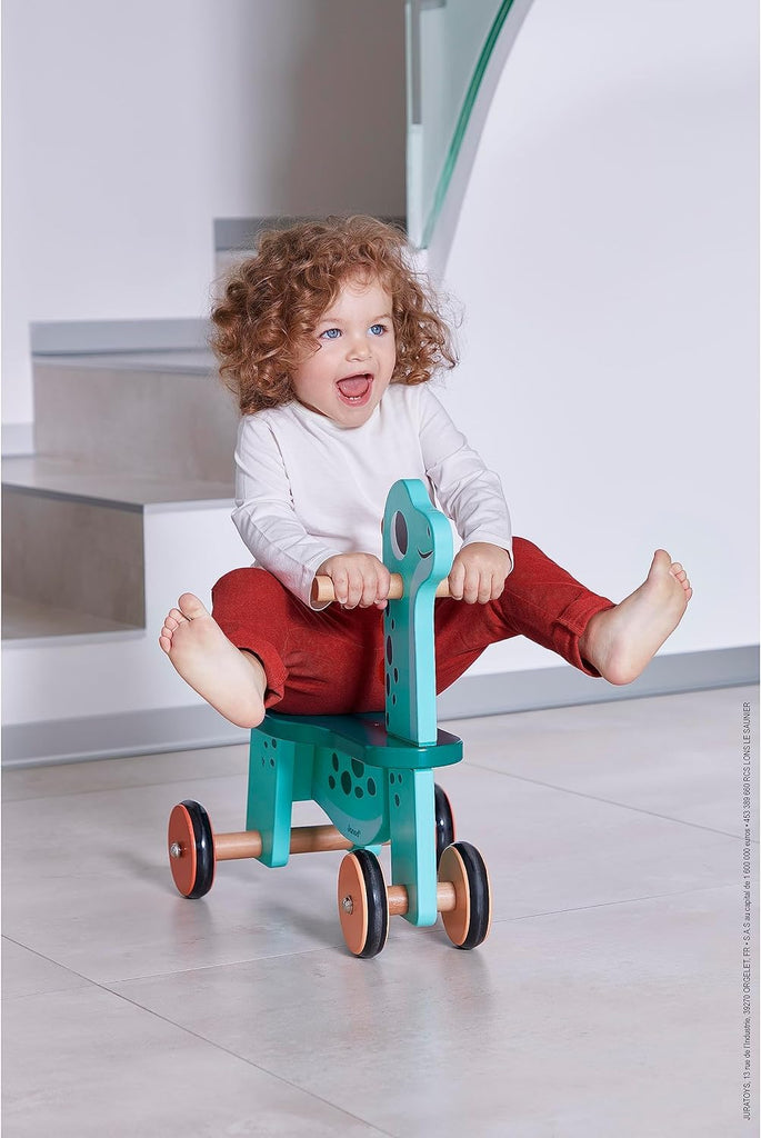 Janod Portosaurus Ride-On - Steerable Wooden Dino Adventure