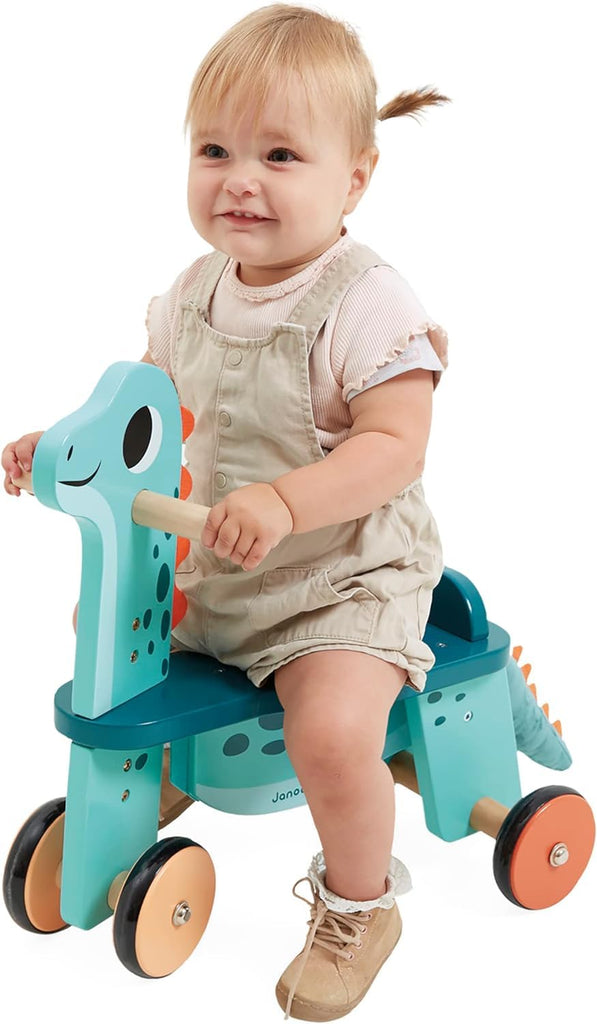 Janod Portosaurus Ride-On - Steerable Wooden Dino Adventure