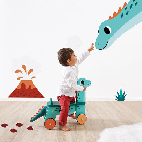 Janod Portosaurus Ride-On - Steerable Wooden Dino Adventure