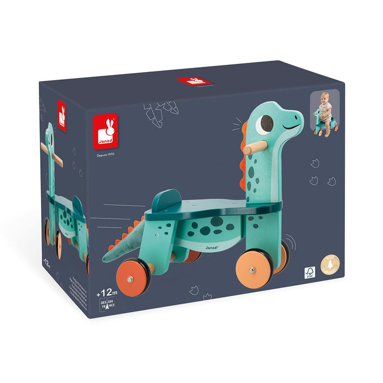 Janod Portosaurus Ride-On - Steerable Wooden Dino Adventure