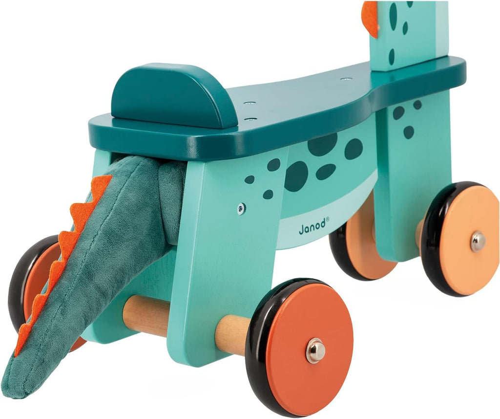 Janod Portosaurus Ride-On - Steerable Wooden Dino Adventure