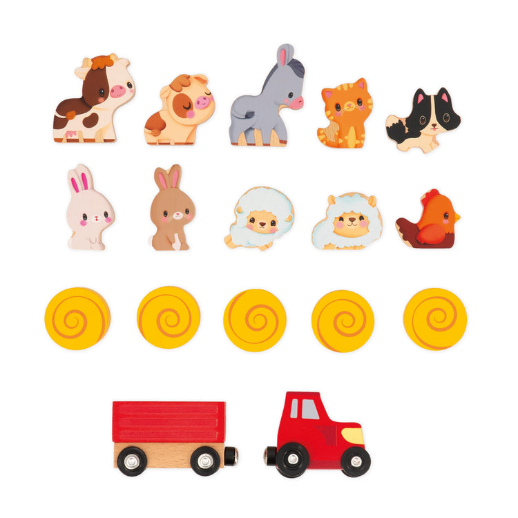 Janod My First Barn - 18 Pieces, 10 Animals, Magnetic Tractor