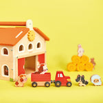 Janod My First Barn - 18 Pieces, 10 Animals, Magnetic Tractor