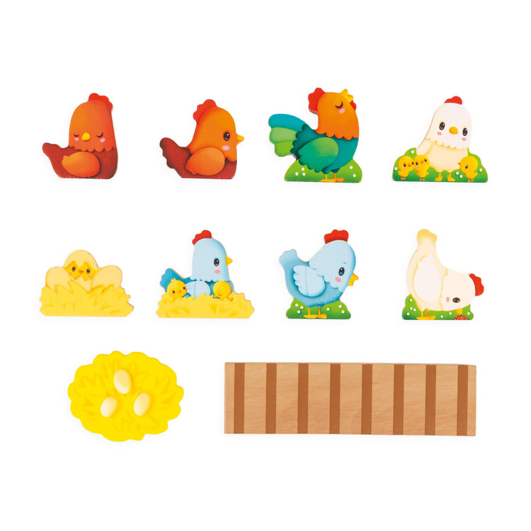 Janod My First Hen House - 8-Piece Wooden Farmhouse Playset
