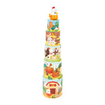 Janod Farm Stacking Pyramid - 5 Nesting Cylinders and Hen