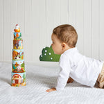 Janod Farm Stacking Pyramid - 5 Nesting Cylinders and Hen