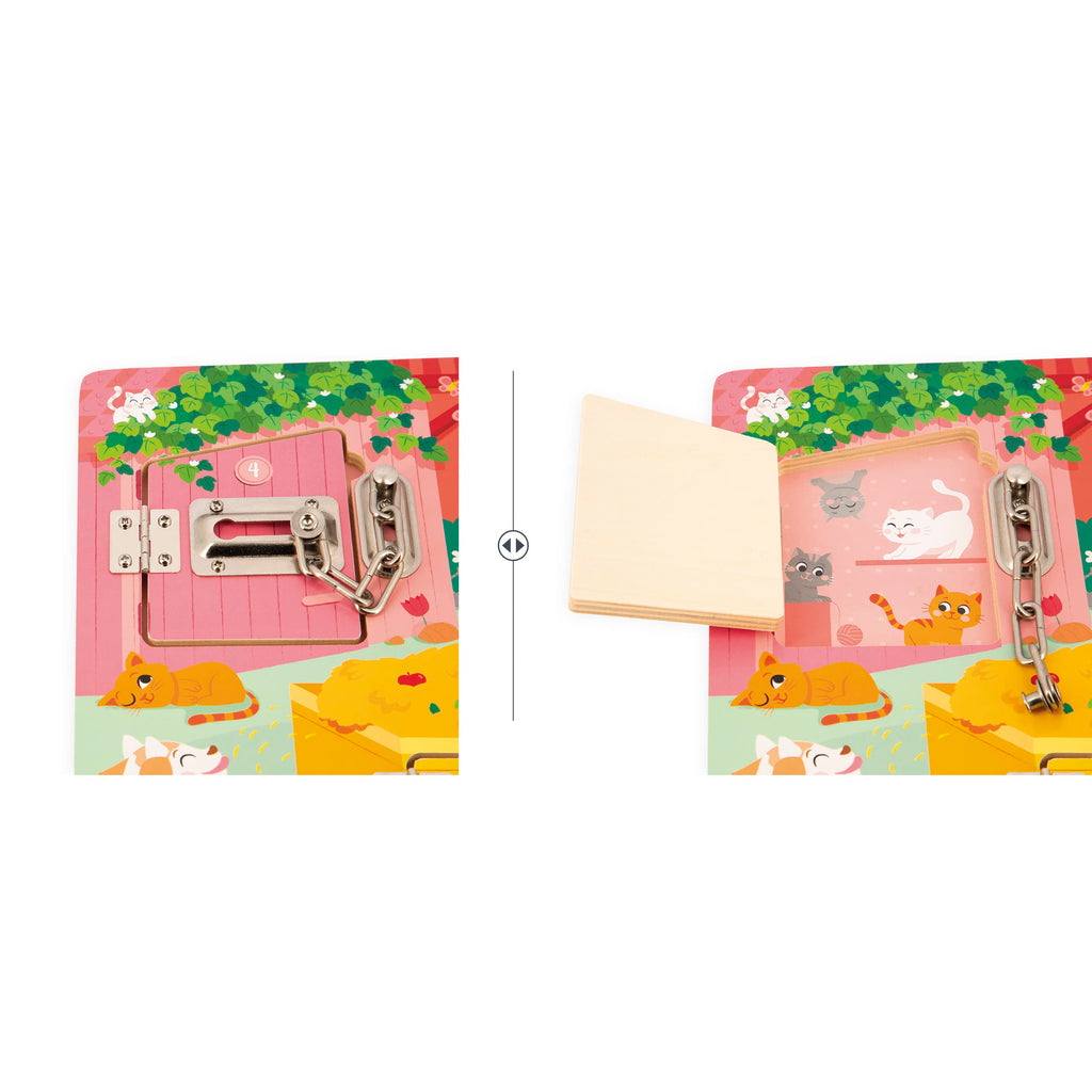 Janod Farm Padlocks Board - Unlock Fine Motor Fun on the Farm