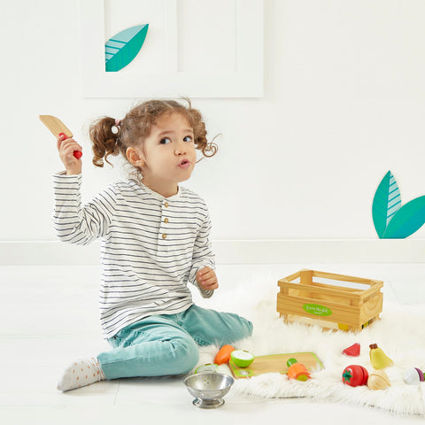 Janod Fruits & Vegetables Maxi Set - Sliceable Wooden Food Crate