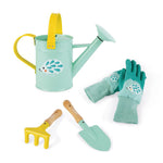Janod Happy Garden Playset - 5-piece Metal Gardening Tool Set