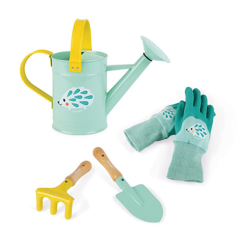 Janod Happy Garden Playset - 5-piece Metal Gardening Tool Set