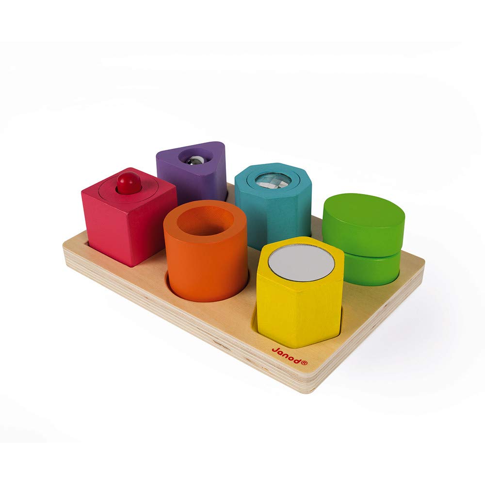 Janod I Wood Puzzle - 6 Sensory Blocks With Sounds and Fun