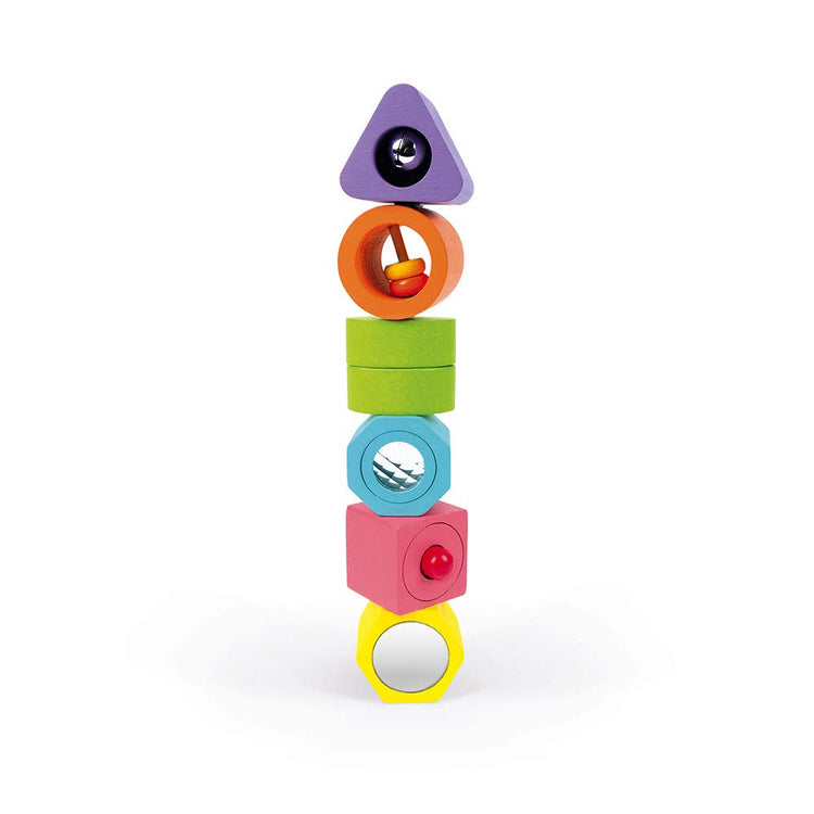 Janod I Wood Puzzle - 6 Sensory Blocks With Sounds and Fun