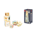 Janod First Wooden Pyramid - 6 Cubes for Stacking and Play