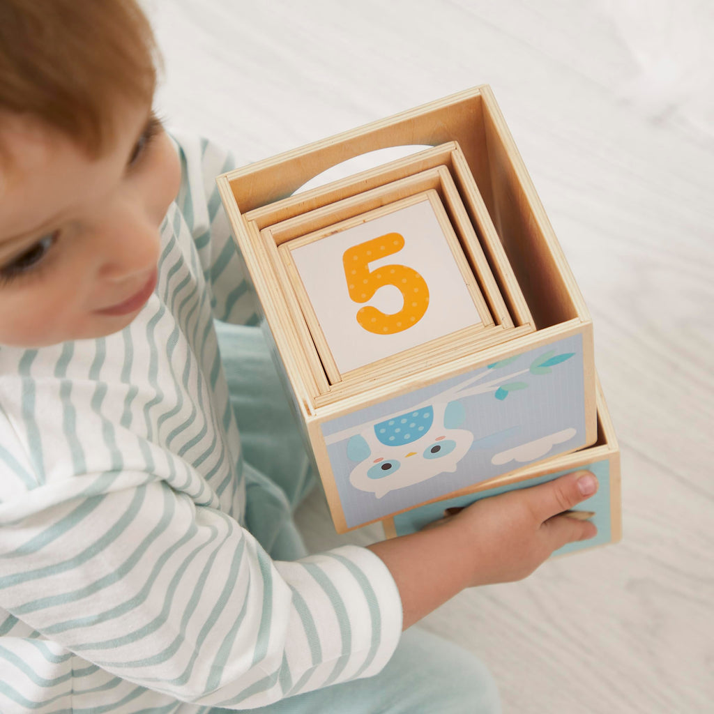 Janod First Wooden Pyramid - 6 Cubes for Stacking and Play