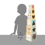 Janod First Wooden Pyramid - 6 Cubes for Stacking and Play
