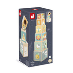 Janod First Wooden Pyramid - 6 Cubes for Stacking and Play
