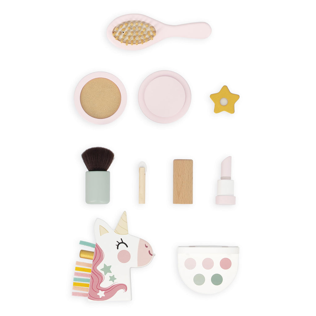 Janod Unicorn Dressing Table - Wooden Vanity with 7 Accessories