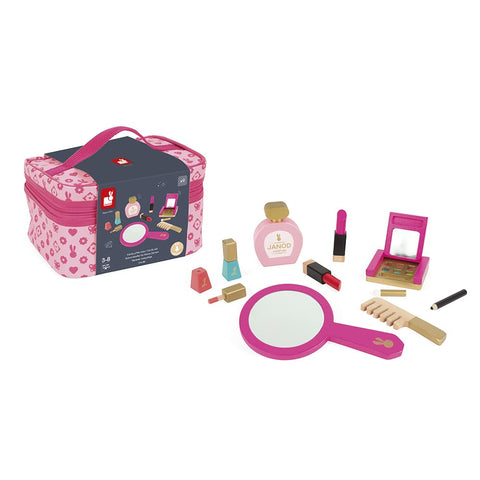 Janod Little Miss Vanity Case - 9-piece Pretend Play Beauty Kit