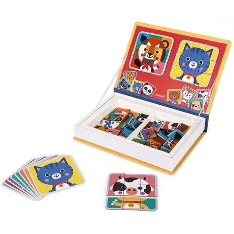 Janod Animal Faces Magneti'Book - 80 Pieces Mix-and-Match Fun