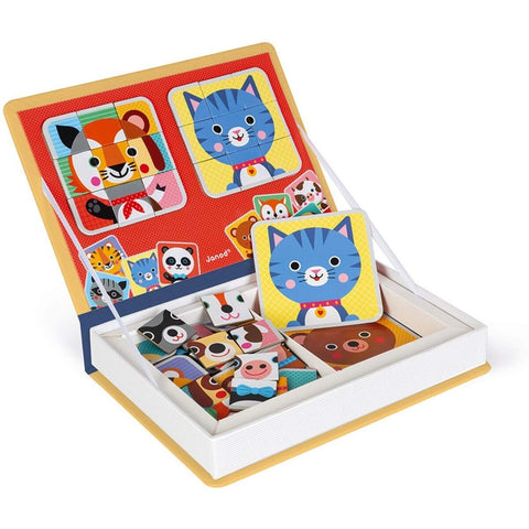 Janod Animal Faces Magneti'Book - 80 Pieces Mix-and-Match Fun