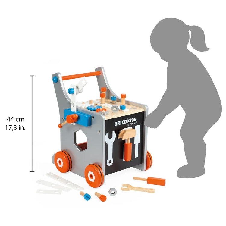 Janod Magnetic DIY Wooden Trolley - 26 Accessories Tool Walker
