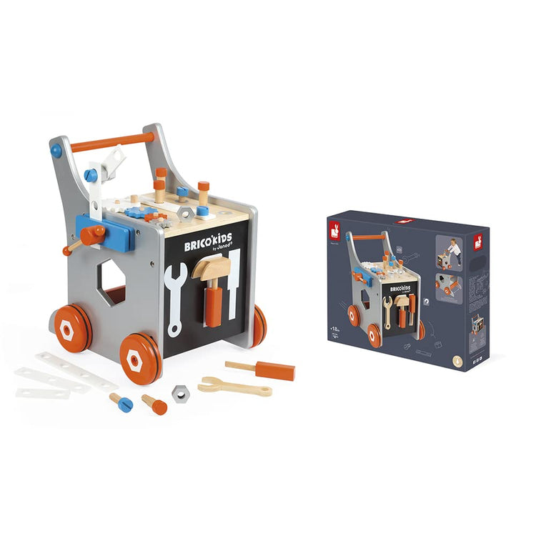 Janod Magnetic DIY Wooden Trolley - 26 Accessories Tool Walker