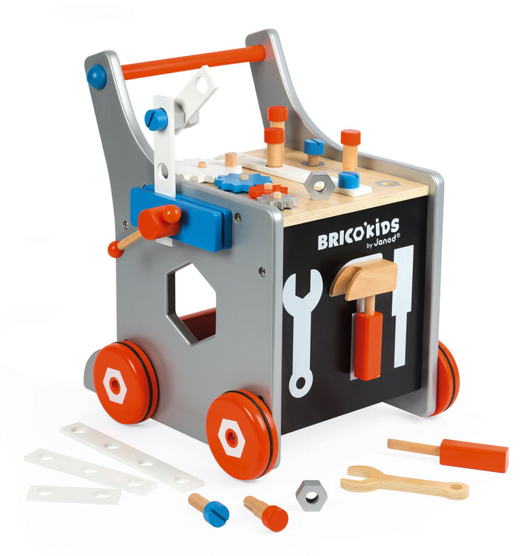 Janod Magnetic DIY Wooden Trolley - 26 Accessories Tool Walker
