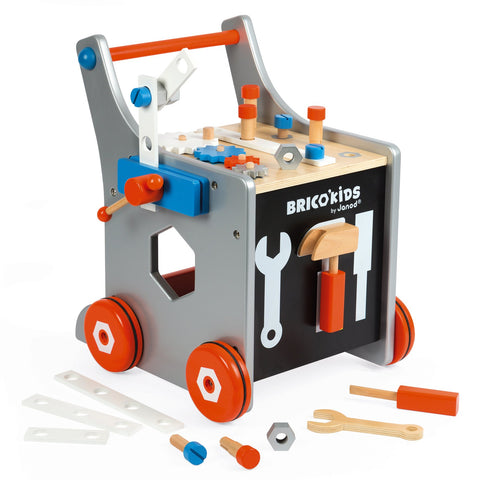 Janod Magnetic DIY Wooden Trolley - 26 Accessories Tool Walker