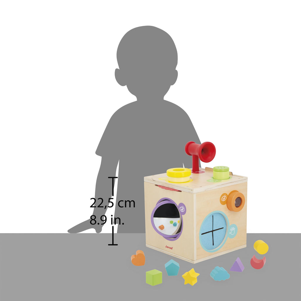 Janod Sensory Box Cube - Busy Board Fun From 18 Months+