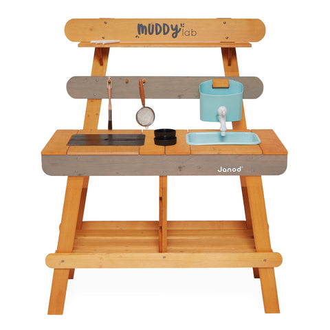 Janod Muddy Lab - Outdoor Sensory Kitchen with 10 Accessories