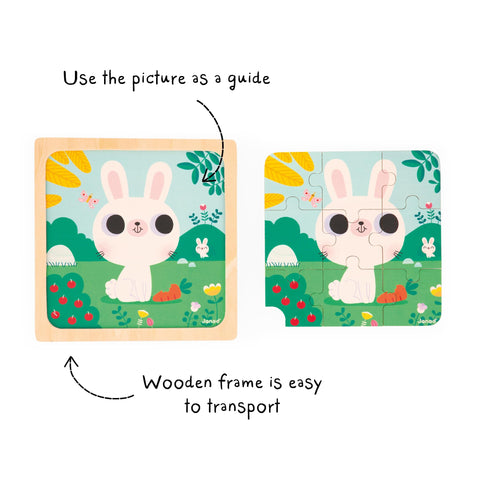 Janod Forest Animal Puzzles - 3 Wooden Jigsaws for Toddlers