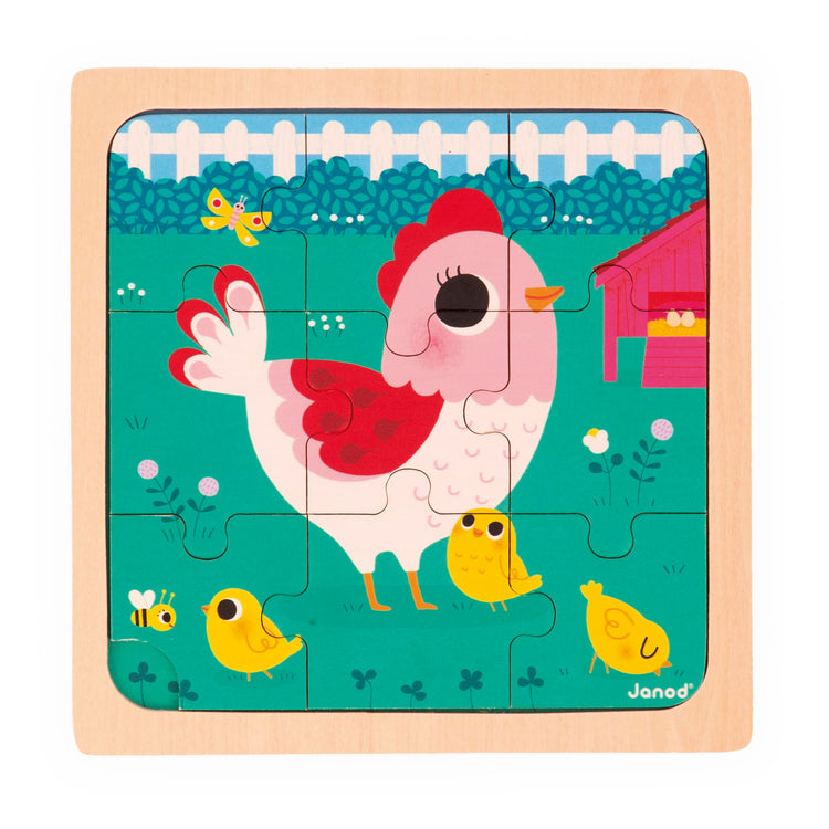 Janod Forest Animal Puzzles - 3 Wooden Jigsaws for Toddlers