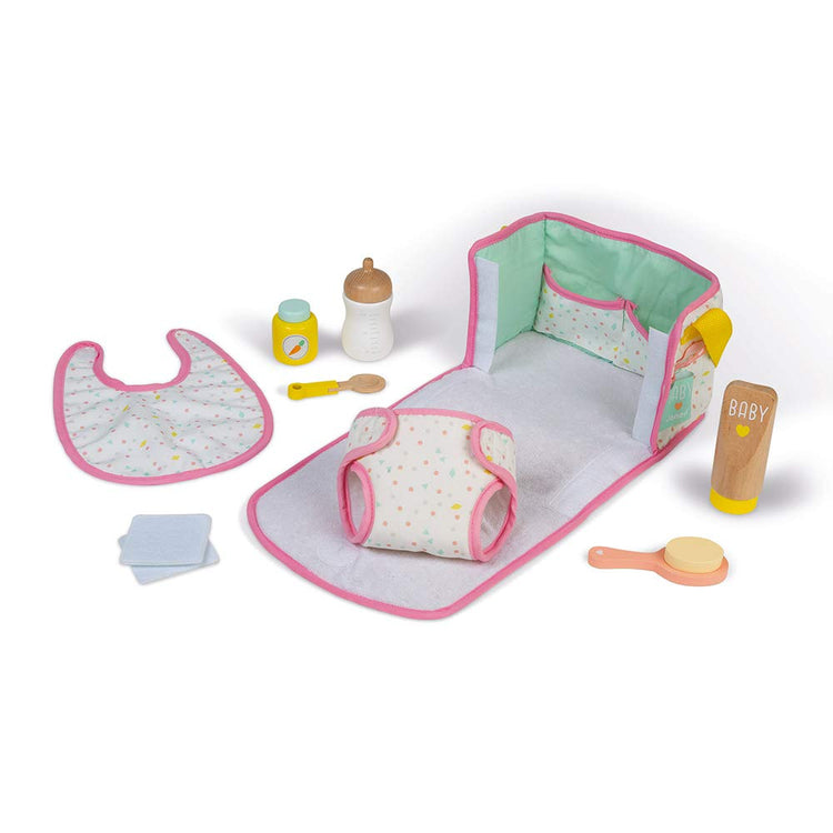 Janod Nursery Changing Set - Doll Diaper Bag with 9 Accessories