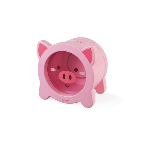 Janod Pink Piggy Bank - Magnetic Wooden Saver Kids Love