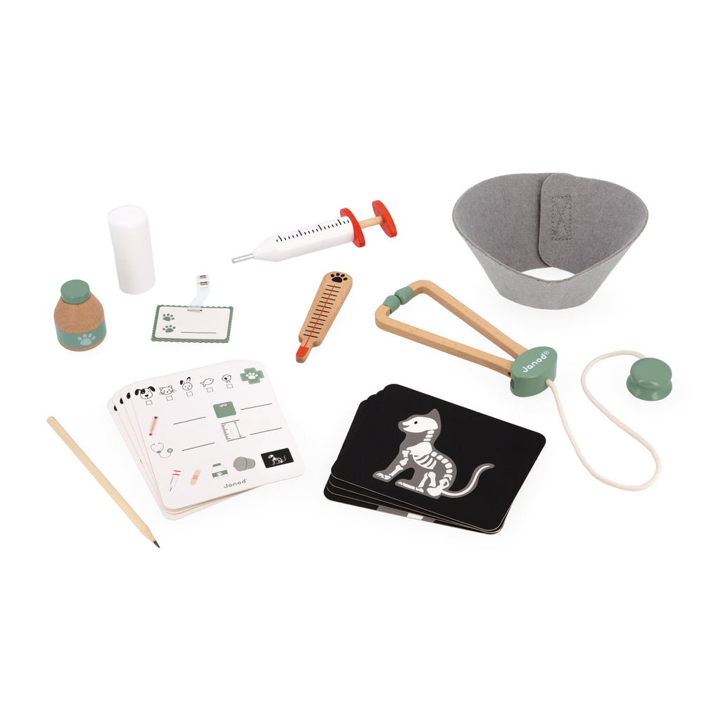 Janod Vet Suitcase - 15-piece Pet Care Kit with X-rays & Badge