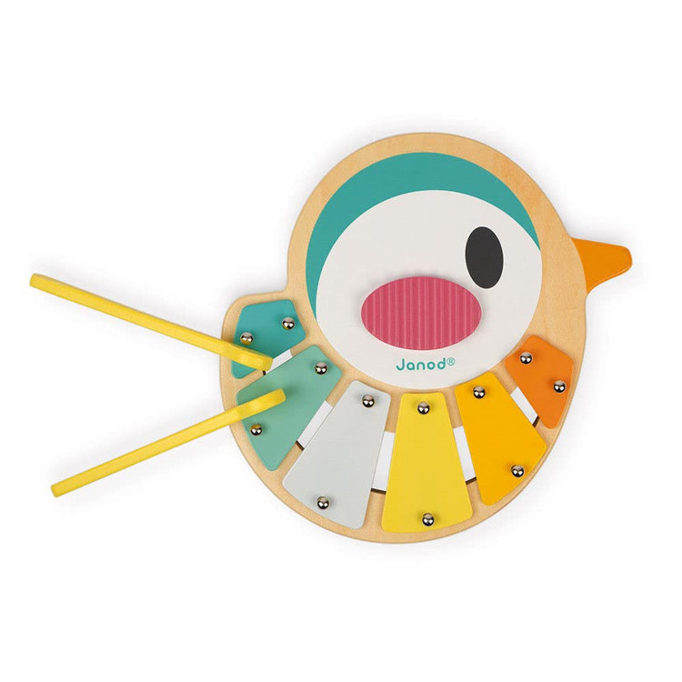 Janod Bird Wooden Xylophone - My First Musical Toy for Tots