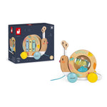 Janod Pure Pull-Along Snail - 2-in-1 Wooden Musical Toy