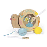Janod Pure Pull-Along Snail - 2-in-1 Wooden Musical Toy