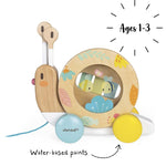 Janod Pure Pull-Along Snail - 2-in-1 Wooden Musical Toy