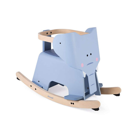 Janod Rocking Elephant - Wooden Ride-On with Anti-Tip Base