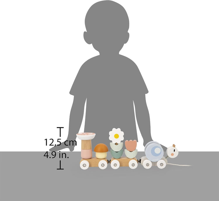 Janod Snail Train - 2 Wagons, 10 Pieces, Removable Rattle
