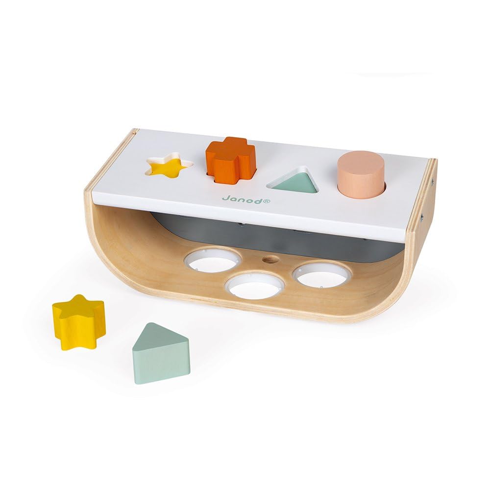 Janod Sweet Cocoon 3-in-1 Wooden Toy - Tap, Sort and Stack